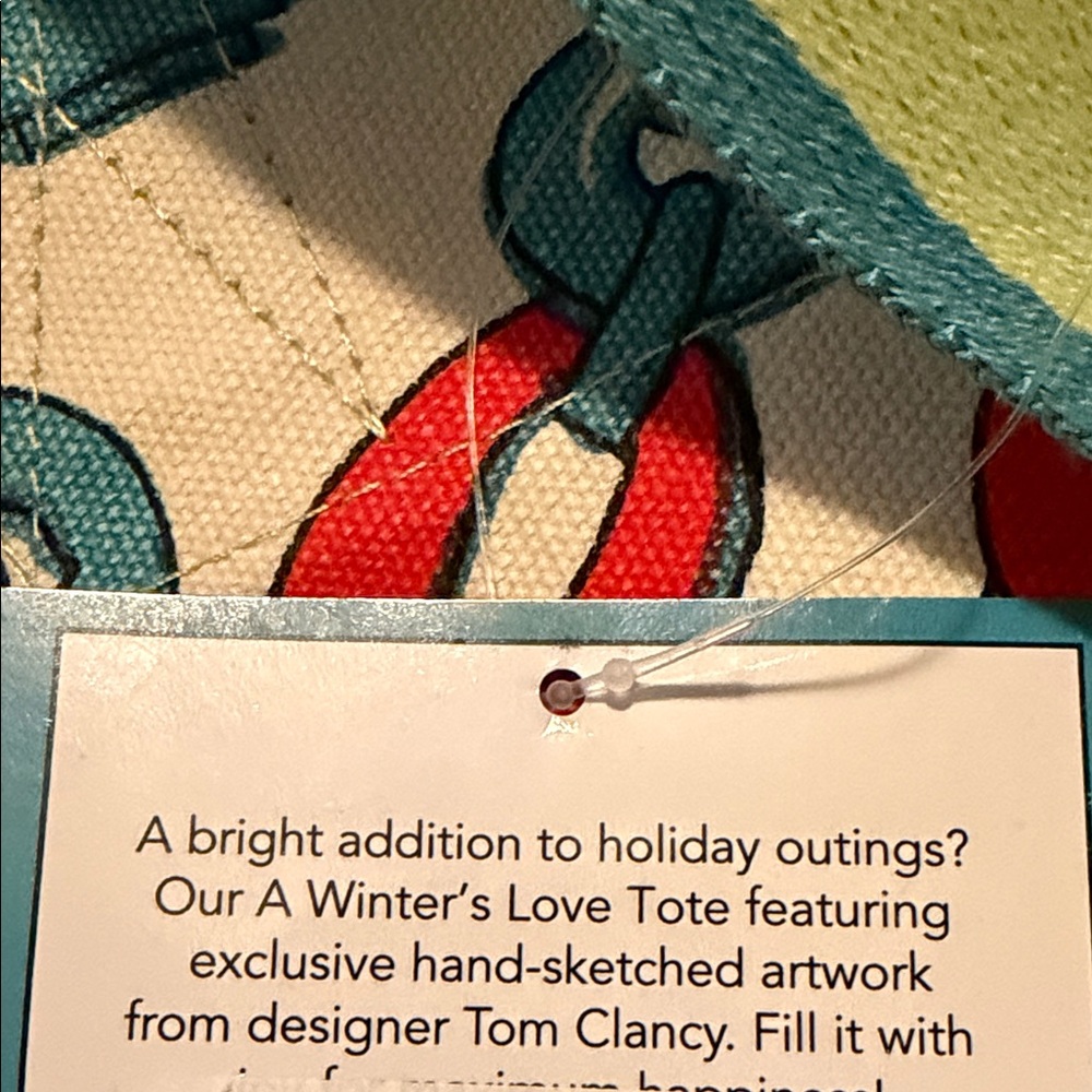 Brighton (Tom Clancy) Extra Large Canvas Floral Tote in Teal, Red & Yellow - Picture 3 of 7